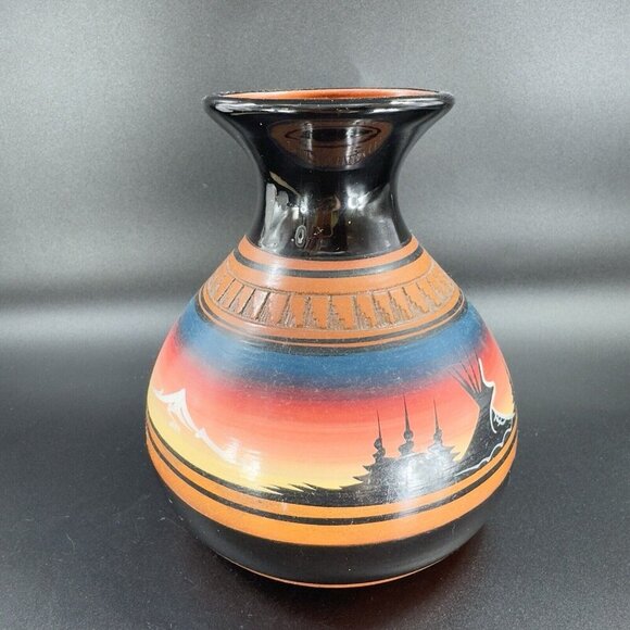 Vintage Native American Hand Made Pottery Vase Vessel Signed Dino RedWare Vase - Picture 12 of 15